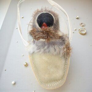 Vintage Inuit Style Fur Trimmed Baby Doll Cradle Carrier Handmade Arctic Native